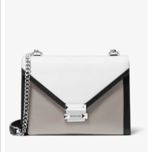 Whitney Large Tri-Color Leather Conv Shoulder Bag